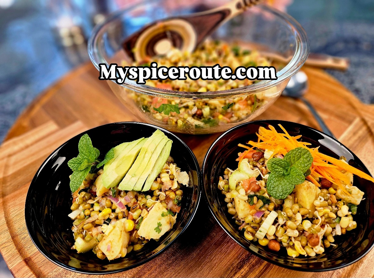 Sprouted Beans Salad with Avocado and Carrots